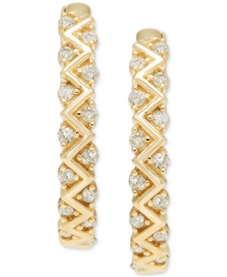 Macy's - Diamond Hoop Earrings (1/4 ct. t.w.) in 10k Yellow Gold