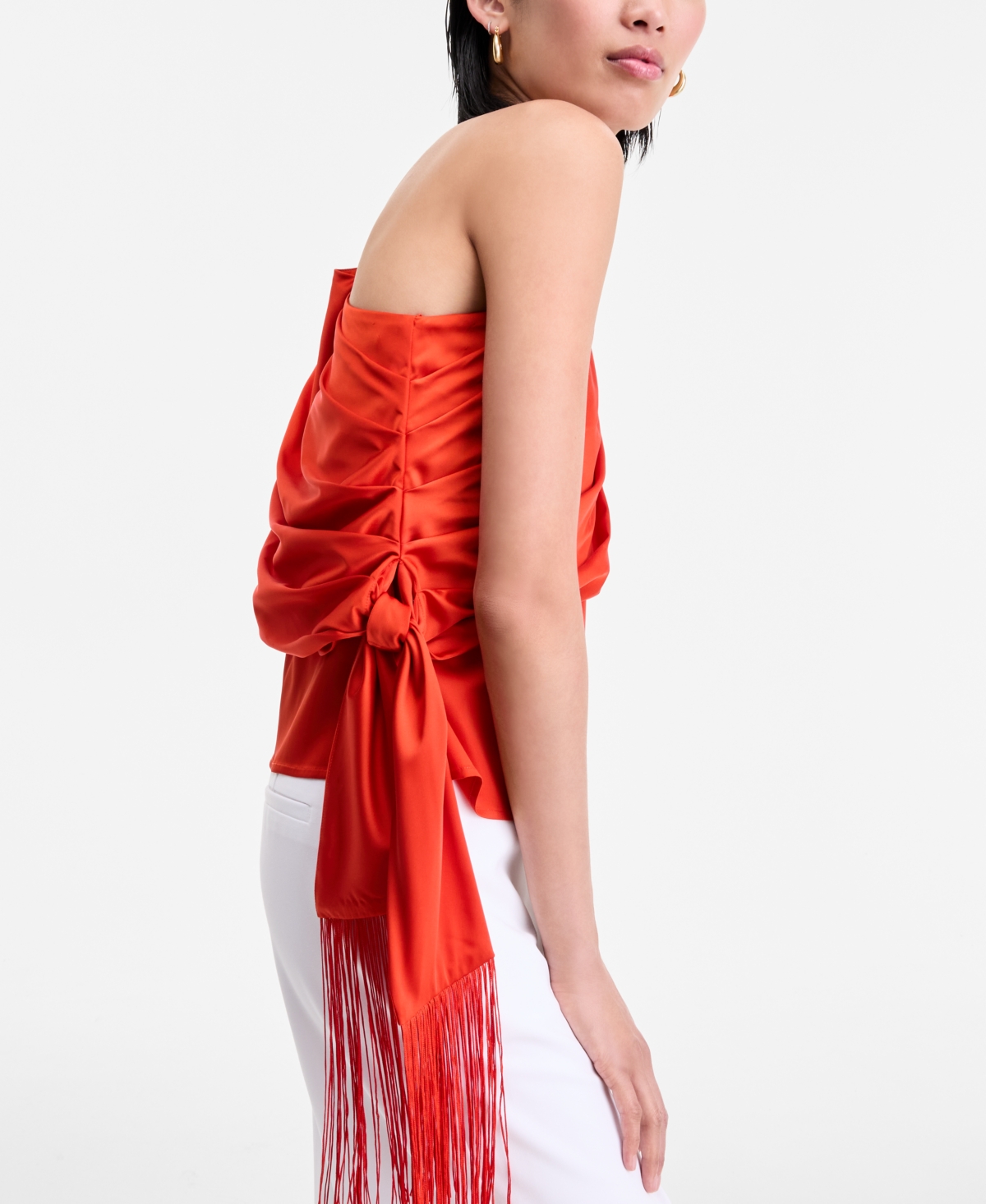 Inc International Concepts Women's One-shoulder Side-fringe Top, Exclusively At Macy's