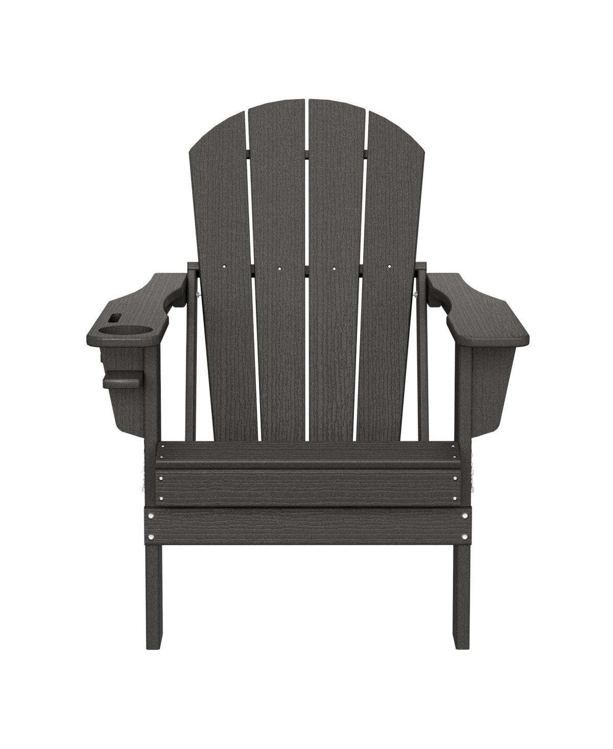 Outdoor Patio Hdpe Resin Folding Adirondack Chairs With Cup Holder and Phone (Set of Two)