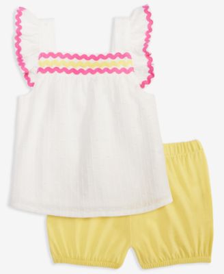 First Impressions - Baby Girls Cotton Clip-Dot Top & Bloomer Shorts, 2 Piece Set