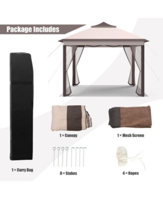 11 x 11 Feet 2-Tier Pop-Up Gazebo Tent Portable Canopy Shelter Carry Bag Mesh