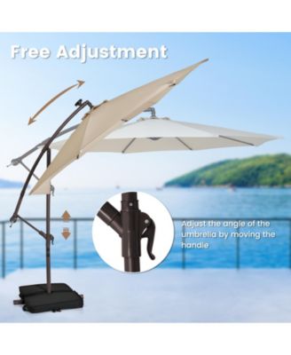 10 Ft Cantilever Umbrella with 32 LED Lights and Solar Panel Power
