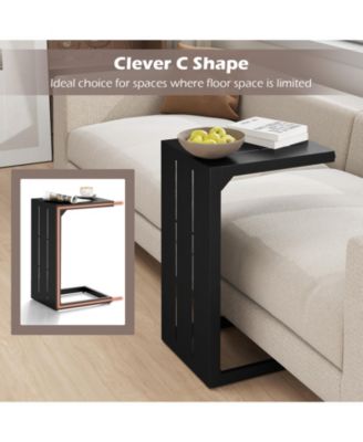 C-Shaped End Table Convertible Coffee Table with Adjustable Foot Pads