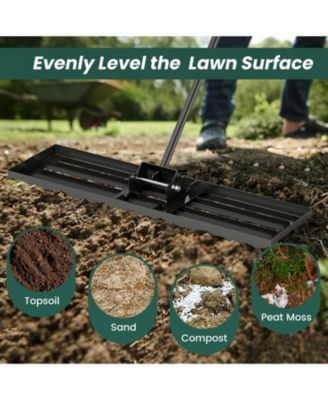 36 x 10 Inch Lawn Leveling Rake with Ergonomic Handle