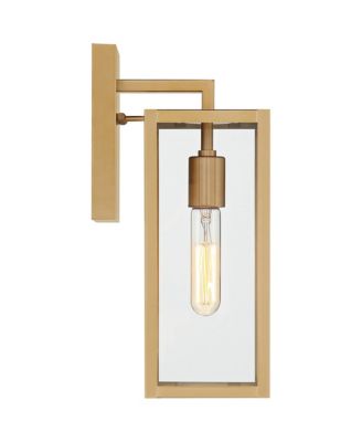 Modern Outdoor Wall Light Fixture Soft Gold 14 1/4" Clear Glass for Exterior Barn Deck House Home Porch Yard Patio
