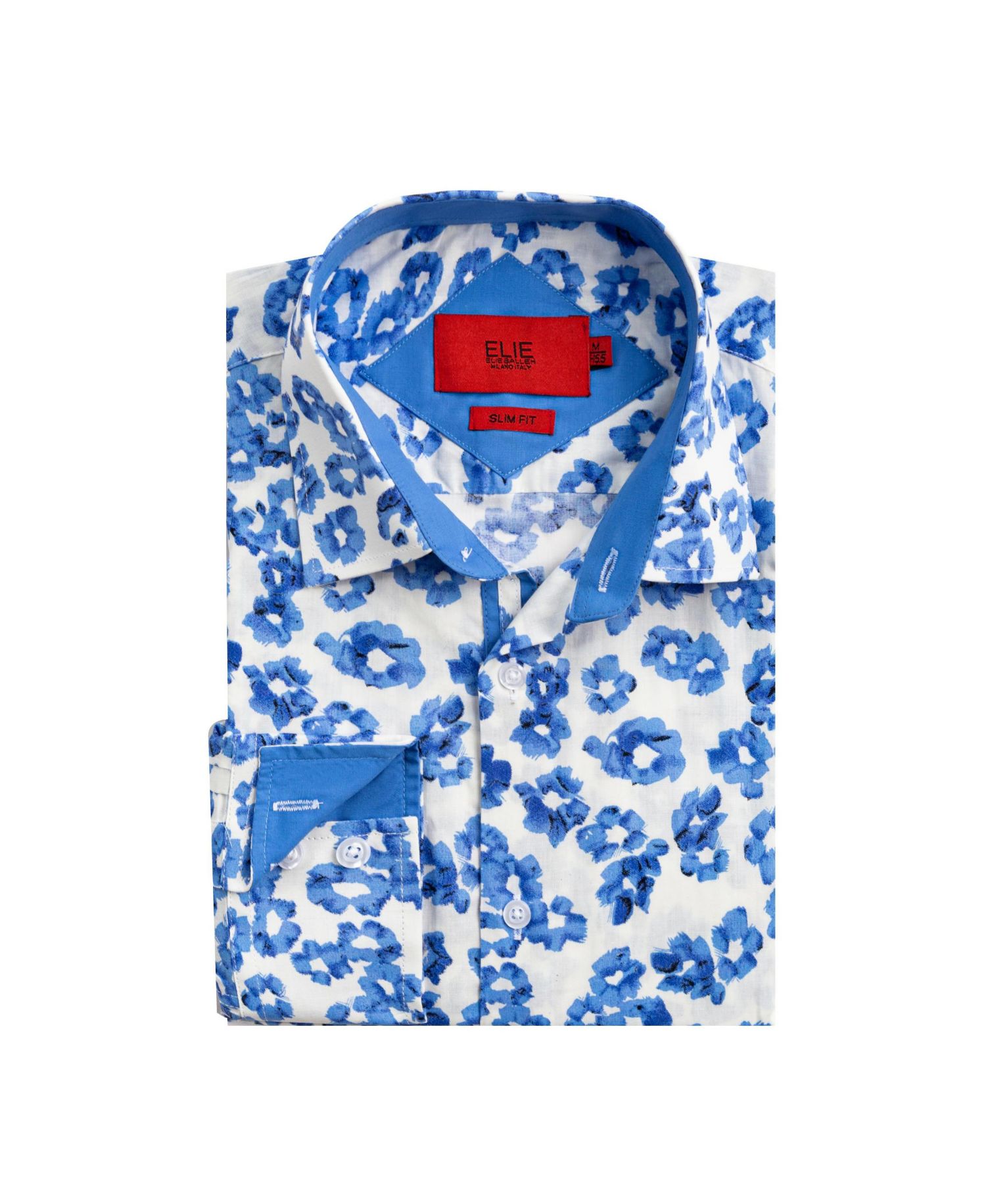 Big Boys Blue Slim Fit Floral Sport Button-Down Shirt