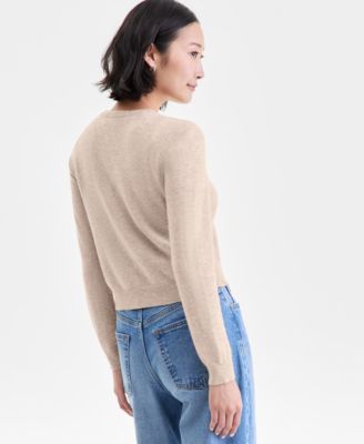 Petite Cashmere Crewneck Button-Front Cardigan, Exclusively at Macy's 