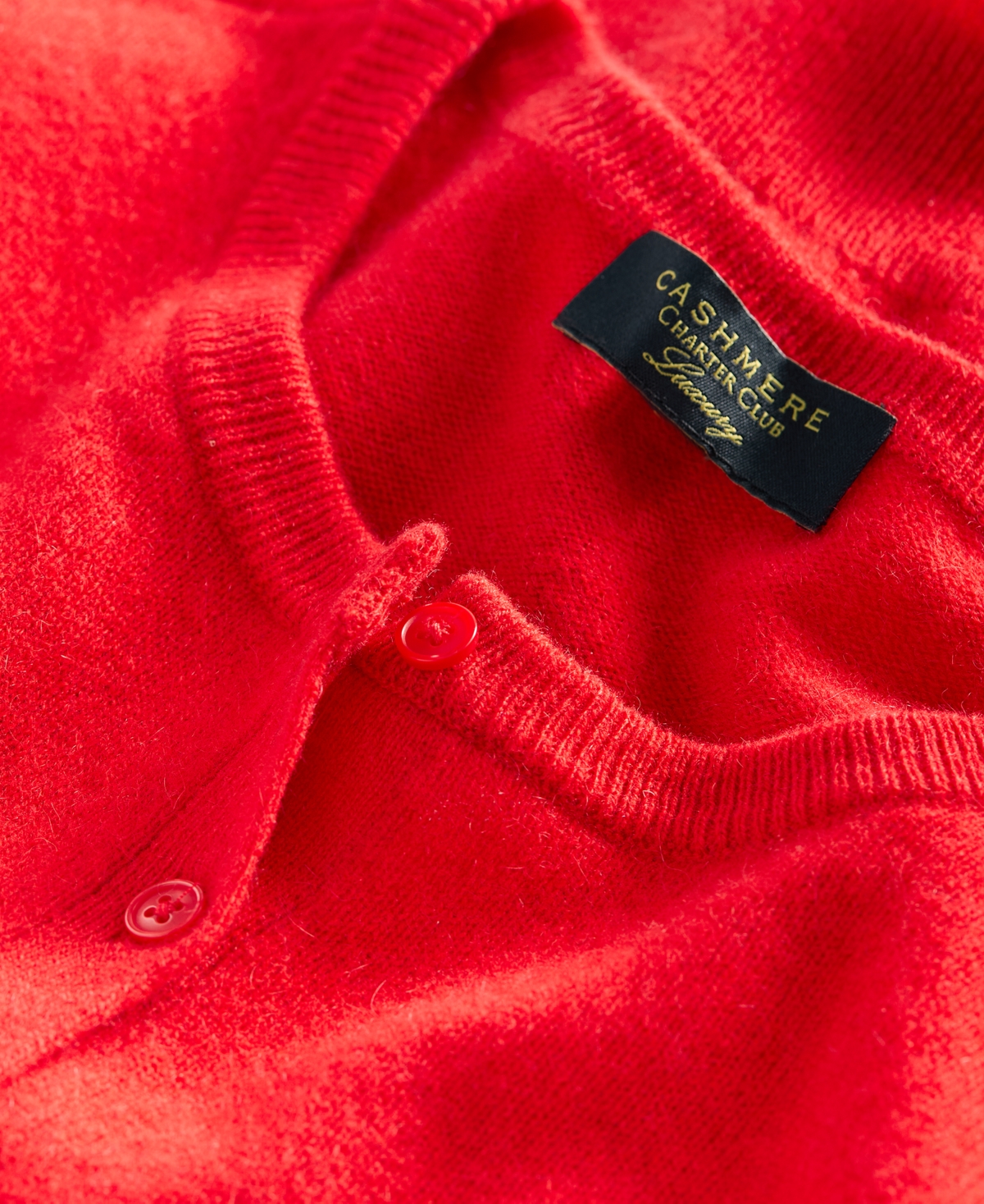 Charter Club Petite Cashmere Crewneck Button-front Cardigan, Exclusively At Macy's In Red