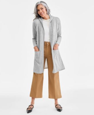 Charter Club - Cashmere Open-Front Hoodie, Regular & Petite