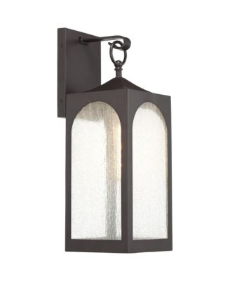 Tyne Modern Outdoor Wall Light Fixtures Set of 2 Bronze Metal 20 1/2" Seedy Glass for Post Exterior Barn Deck House