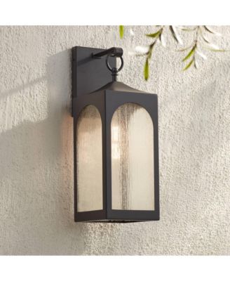 Tyne Modern Outdoor Wall Light Fixtures Set of 2 Bronze Metal 20 1/2" Seedy Glass for Post Exterior Barn Deck House