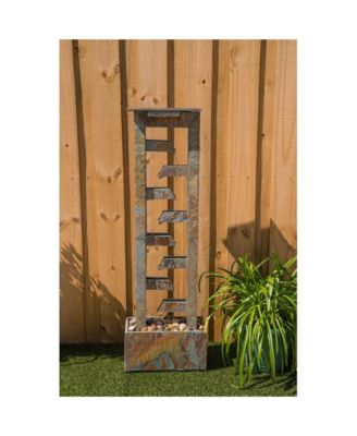 Zigzag Zen 49" High Large Modern Indoor Outdoor Decor Slate Stone Floor Fountain with Light LED Waterfall