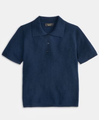 Women's 100% Cashmere Short-Sleeve Polo Sweater, Macy's Exclusive