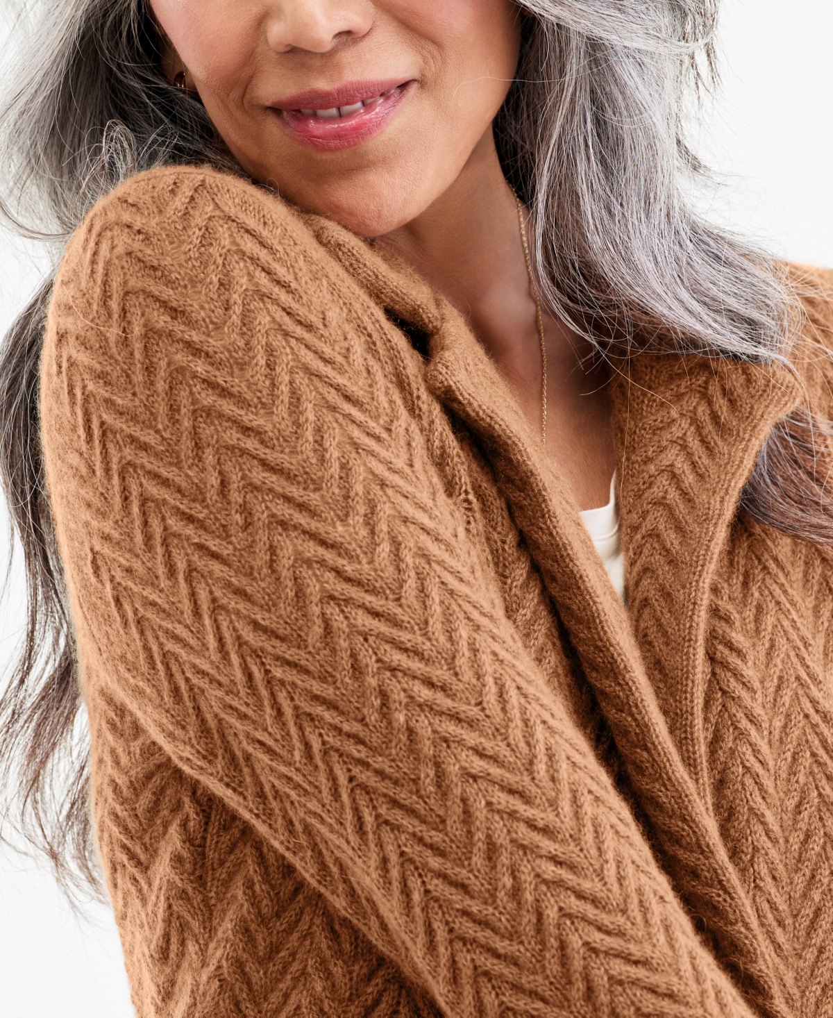 Charter Club Petite Herringbone-stitch Button-front Cashmere Jacket, Exclusively At Macy's