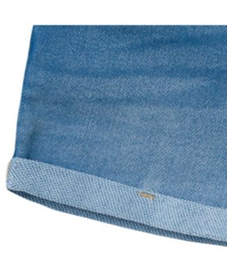 Baby Gender Neutral Cuffed Denim Shorts, Dark Denim Wash