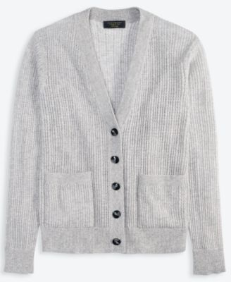Women's 100% Cashmere Pointelle Boyfriend Cardigan, Macy's Exclusive