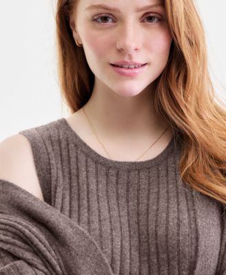 Petite Rib-Knit Open-Front Cashmere Duster, Exclusively at Macy's 