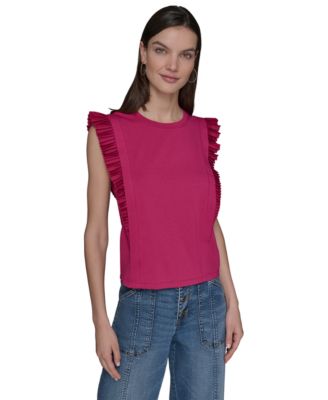 KARL LAGERFELD PARIS - Women's Ruffle-Sleeve Knit Top