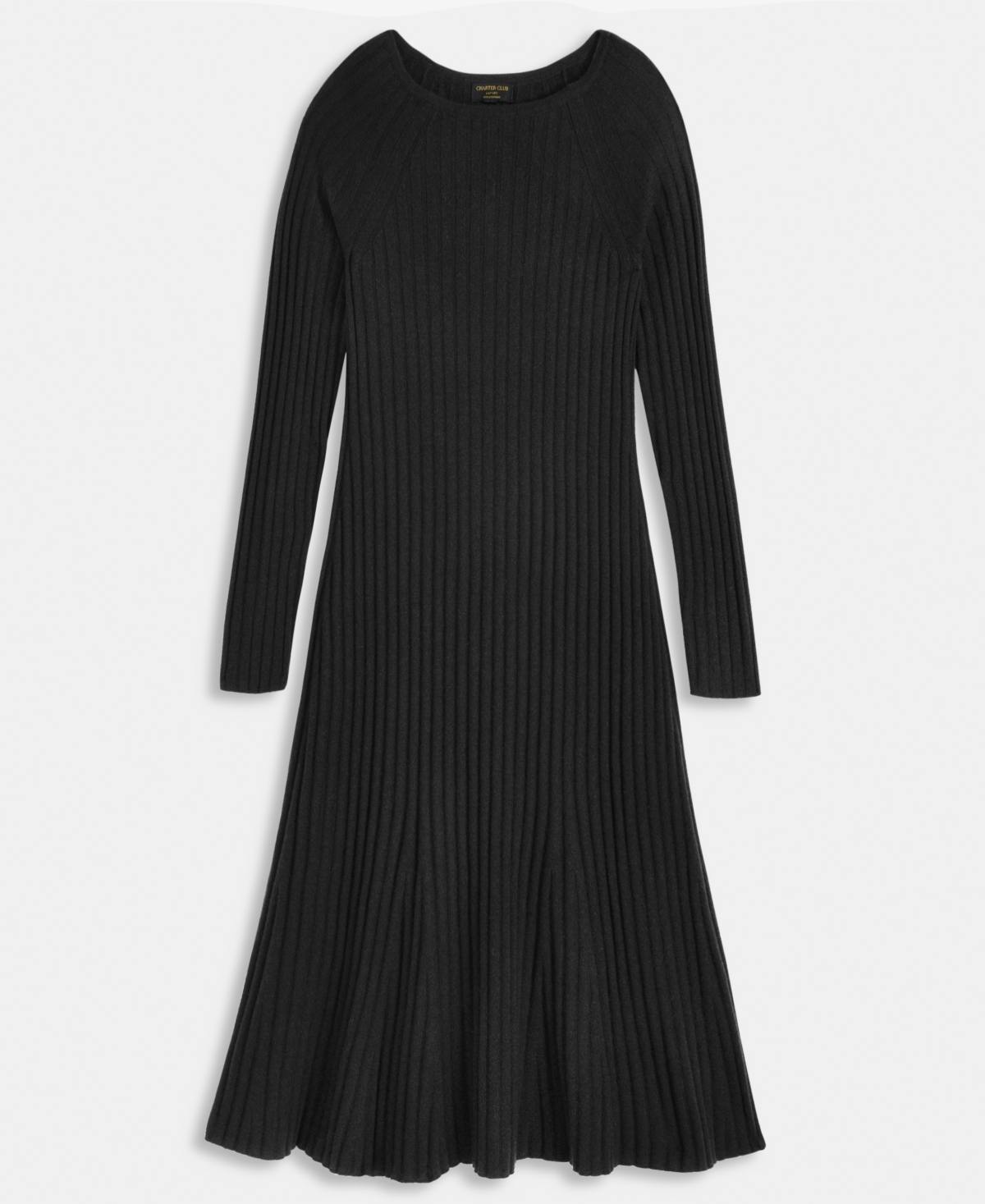 Charter Club Womens 100 Cashmere Ribbed Midi Sweater Dress Pxs Xxl Macys Exclusive In Black