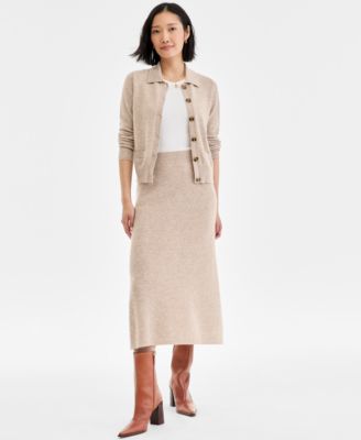 Charter Club - Women's Cashmere A-Line Shaker Midi Skirt