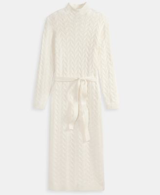 Women's 100% Cashmere Cable-Knit Mock Neck Midi Dress, Macy's Exclusive