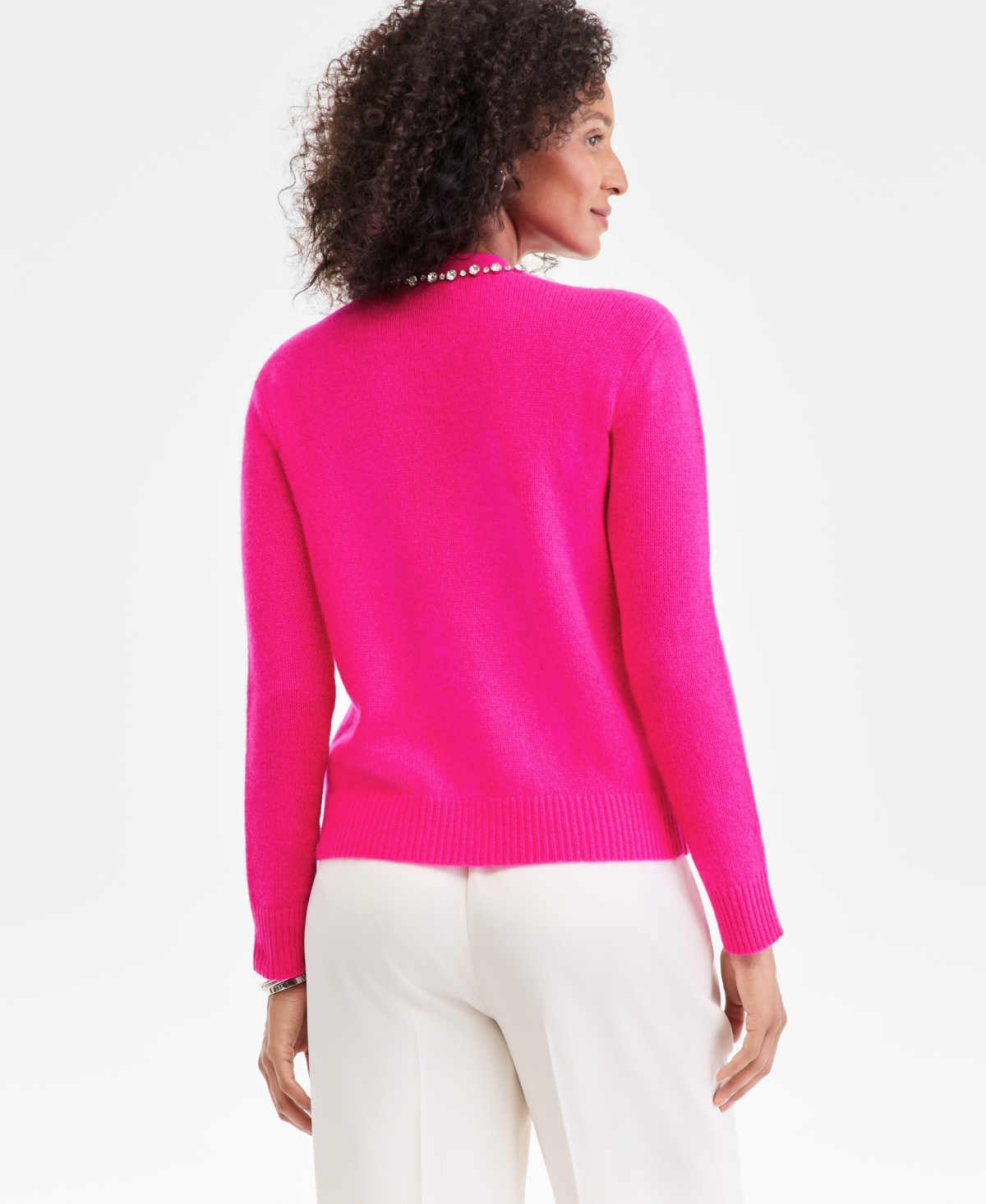 Charter Club Women's 100% Cashmere V-neck Rhinestone Cardigan, Macy's Exclusive In Pink