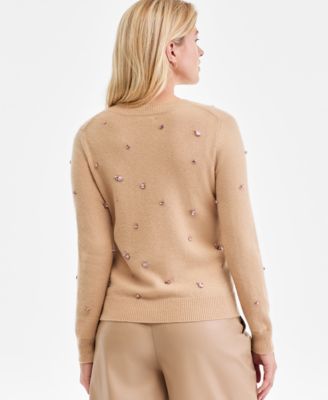 Women's 100% Cashmere Embellished Chunky Crewneck Sweaters, Macy's Exclusive