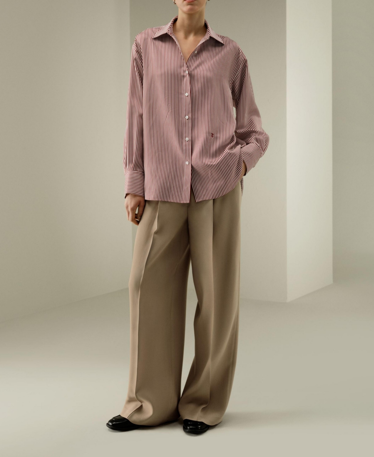 Lilysilk Women's Ancora Red Oversized Striped Shirt