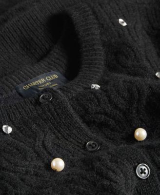 Women's 100% Cashmere Embellished Cable-Knit Cardigan, Macy's Exclusive