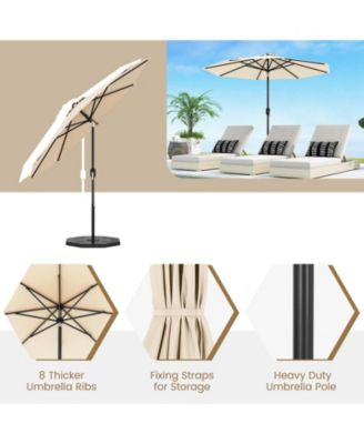 9 FT Outdoor Market Patio Table Umbrella Push Button Tilt Crank Lift