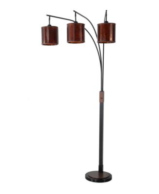 86" Wood Mica Mineral 3 Light Arc Floor Lamp
