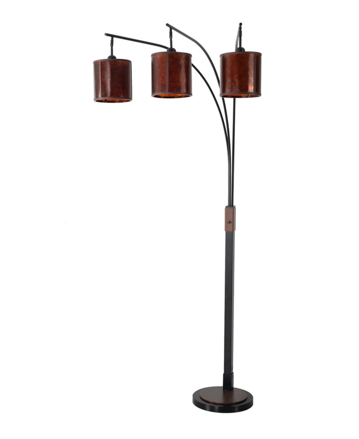 Nova Of California 86" Wood Mica Mineral 3 Light Arc Floor Lamp In Black