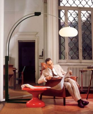 84" Wood Morelli Lucite Arc Floor Lamp