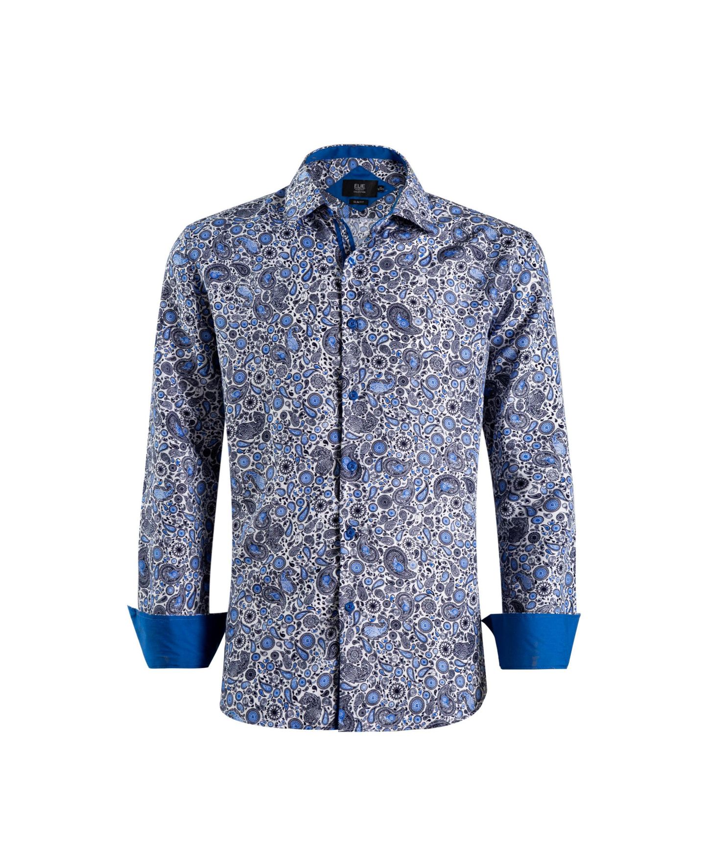 Рубашка Elie Balleh Blue Elegant Paisley Print Slim Fit Shirt для мальчиков, цвет: Синий — фото 2