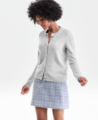 Charter Club - Women's 100% Cashmere Chunky Crewneck Cardigan