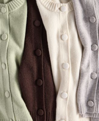 Women's 100% Cashmere Chunky Crewneck Cardigan, Macy's Exclusive