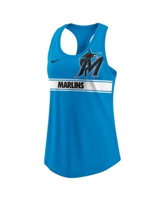 Women's Blue Miami Marlins Cropped Logo Performance Racerback Tank Top