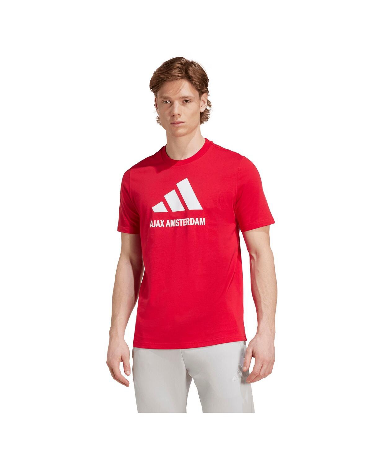 Adidas Originals Men's Red Ajax Three-stripe Wordmark T-shirt