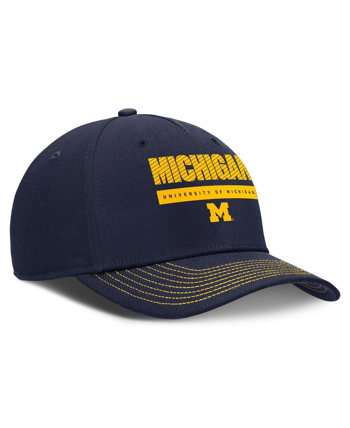 JORDAN MEN'S NAVY MICHIGAN WOLVERINES RISE ADJUSTABLE HAT 