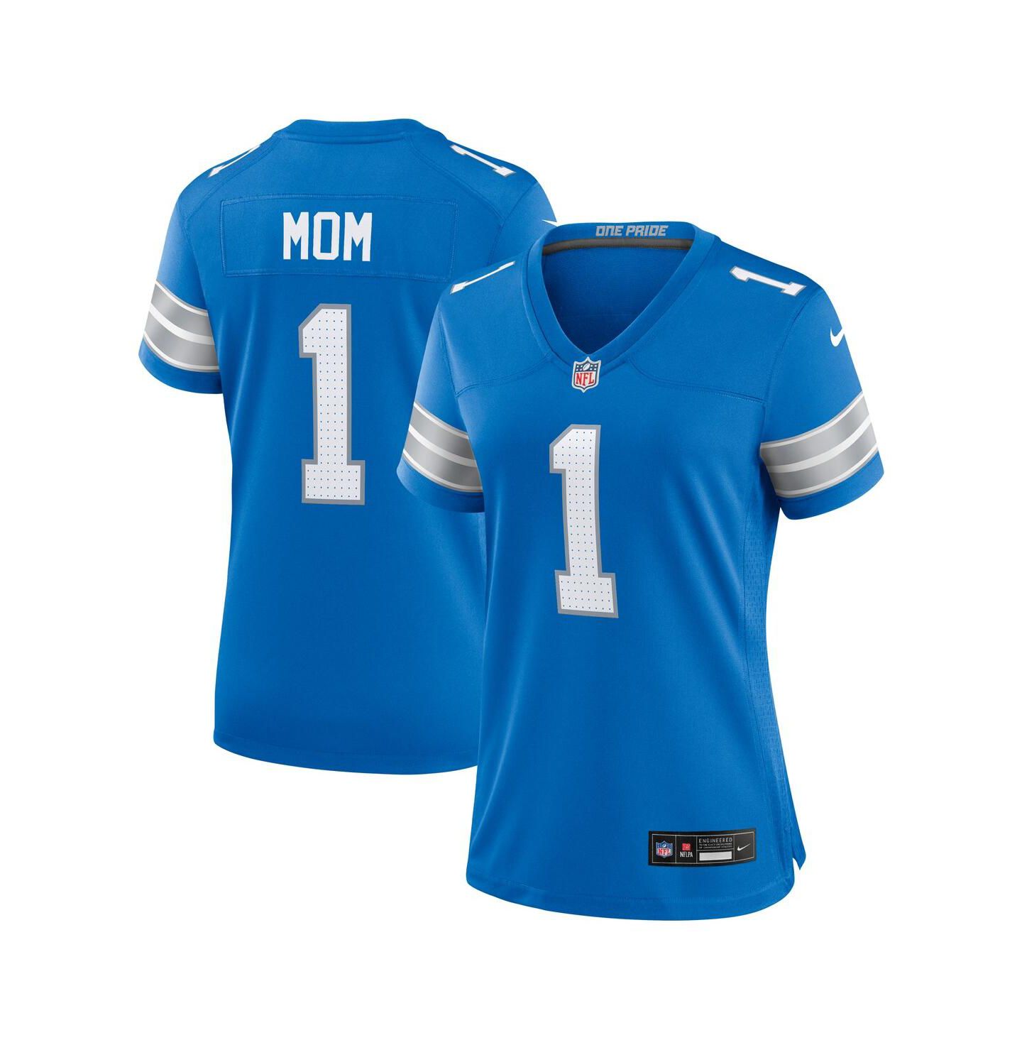 Мужской топ Nike Number 1 Mom Blue Detroit Lions Game Jersey — фото 1