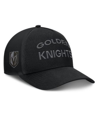 Men's Black Vegas Golden Knights Authentic Pro Road Stack Text A-Frame Adjustable Hat