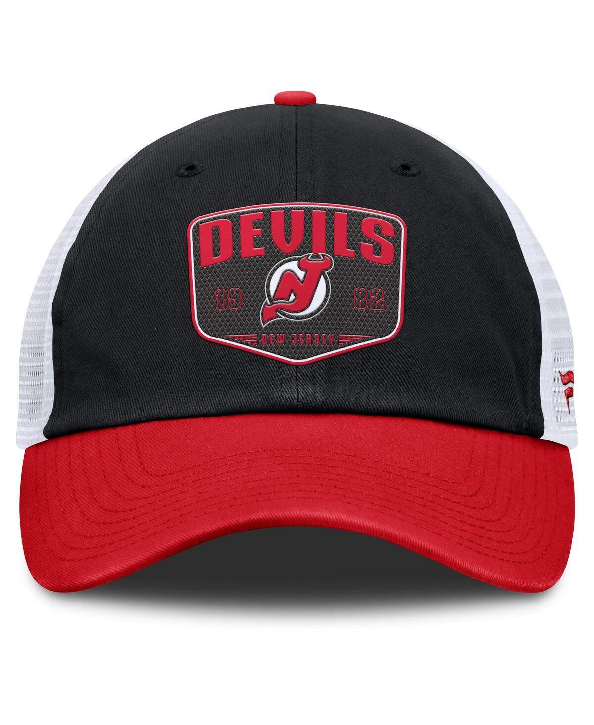 Fanatics Men's Black New Jersey Devils Fundamental One-time Trucker Adjustable Hat