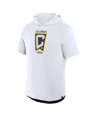Men's White Columbus Crew Hat Trick Stadium Slub Raglan Short Sleeve Pullover Hoodie