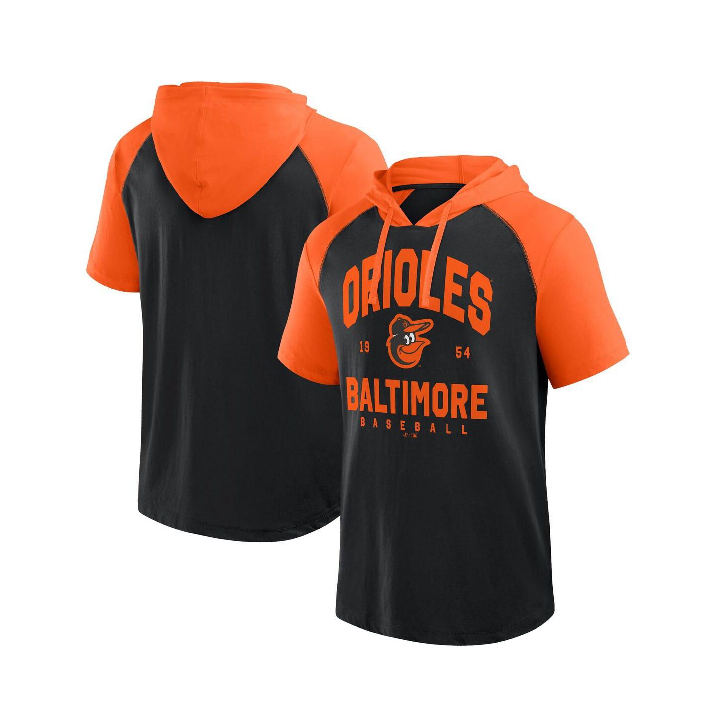 Мужское худи Fanatics Black Baltimore Orioles Prime Raglan Short Sleeve T-Shirt — фото 1