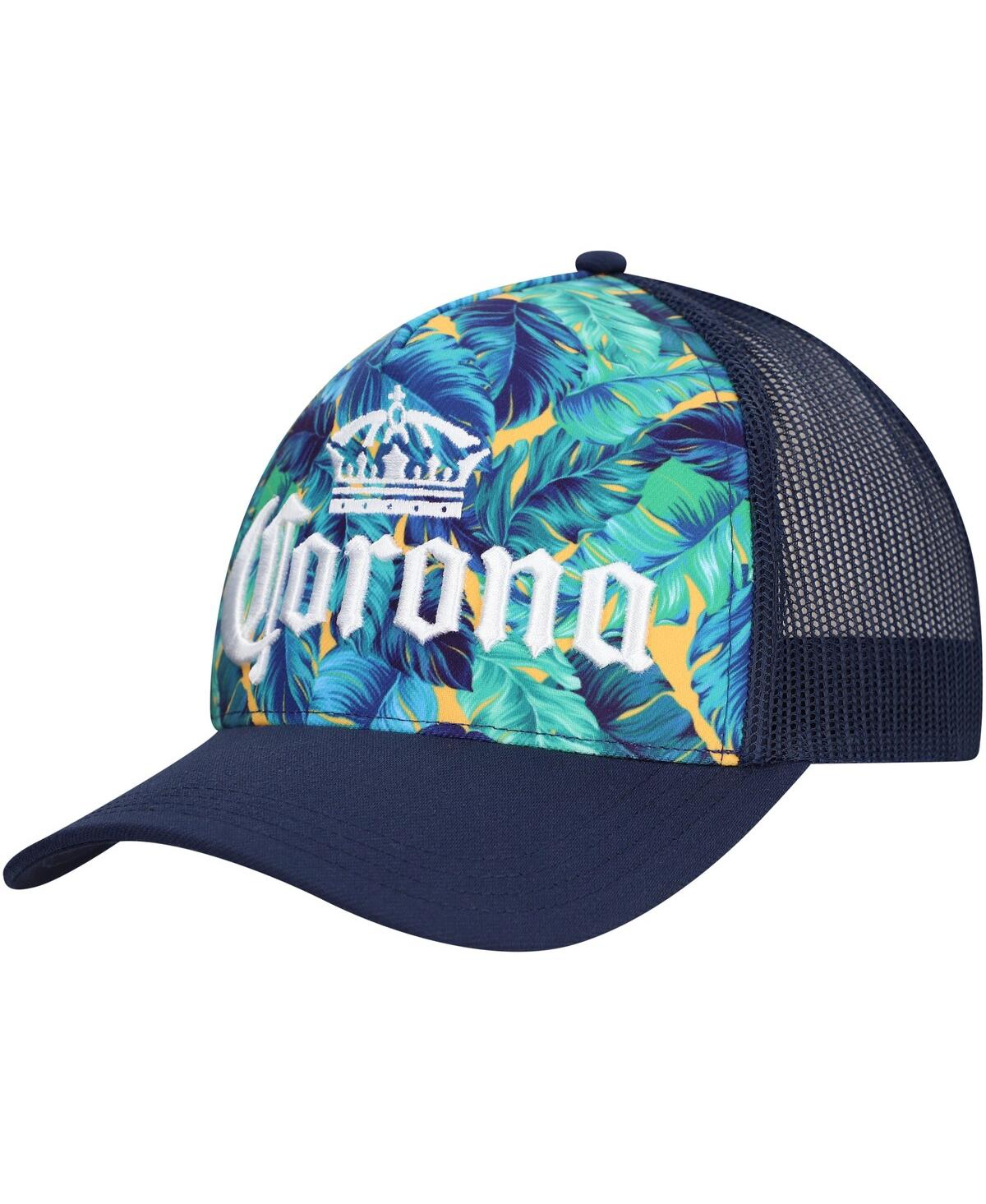 Men's Navy Corona A-Frame Floral Trucker Adjustable Hat - Navy