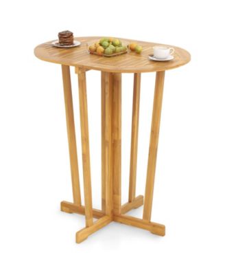 Outdoor Folding Bar Table with Oval Tabletop and Cross Base