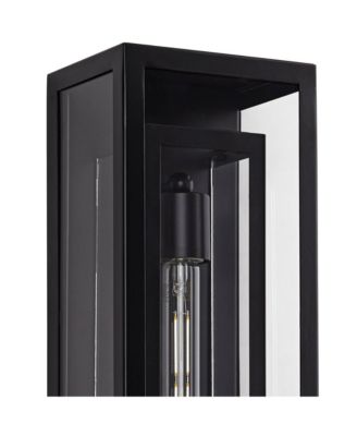 Double Box Modern Outdoor Wall Light Fixture Black Metal 16 1/2" Clear Glass for Post Exterior Barn Deck House Porch Yard Patio