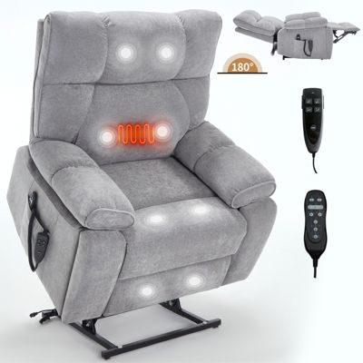 Heat Massage Dual Motor Infinite Position Up to 350 LBS Large Electric Power Lift Recliners with Hidden Cup Holders, Power-Remote