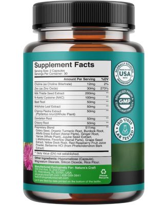 Liver Support + NAC Capsules | Supports Liver Cleanse | N Acetyl Cysteine Silymarin Milk Thistle, Choline Bitartrate & Berberine  | 60ct