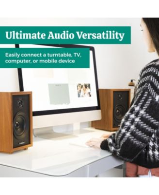 McKinley 2.0 Stereo Powered Bookshelf Speakers with Built-in Amplifier, 4" Drivers, Bluetooth 5, RCA/Aux